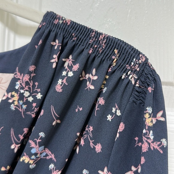 Gal Meets Glam Kelsey Long Sleeve Floral Blue Midi Dress Size 6 - Picture 7 of 10